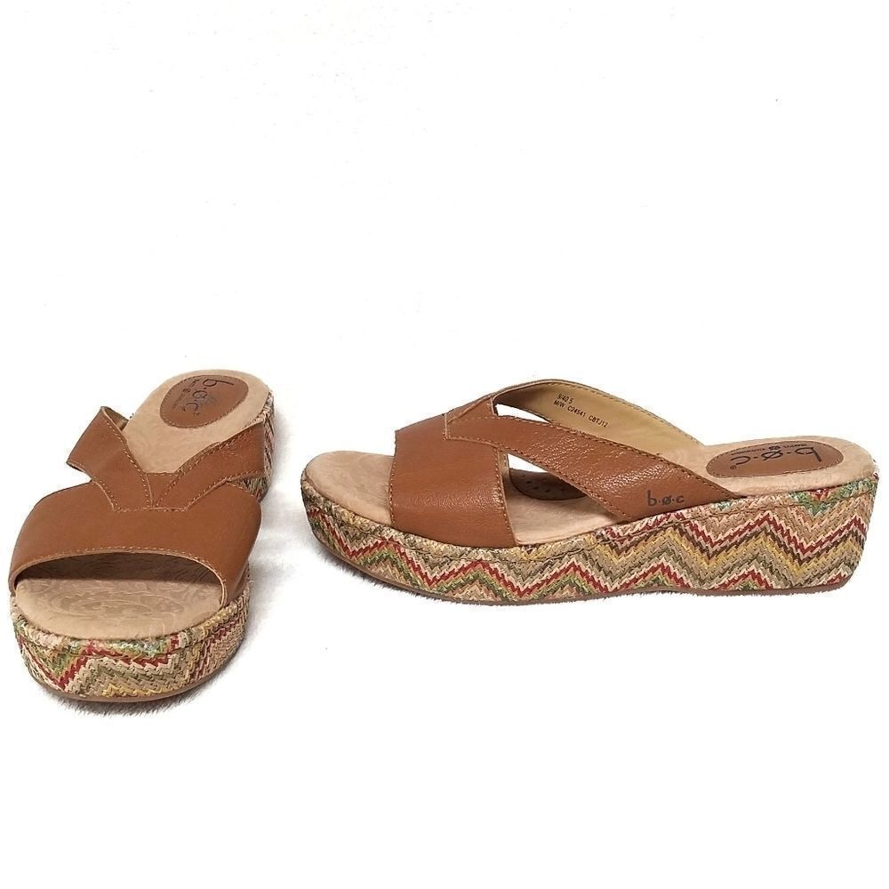 B.o.c. Aztec Print Open Toe Wedge Platform Sandals - image 1